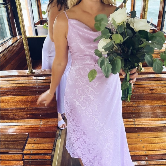 You’re my type lavender satin jacquard midi slip dress - Picture 3 of 4